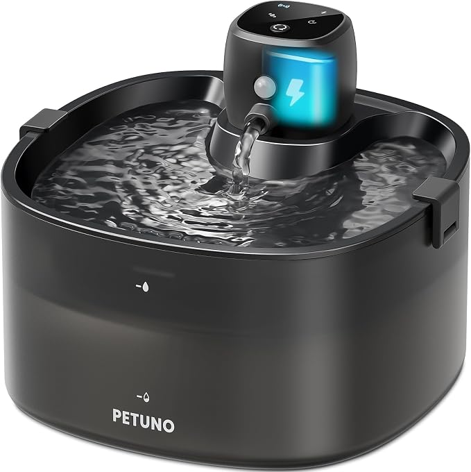 Cordless Cat Water Fountain, Battery Operated, Black, 78oz/2.3L | Wireless Cat Fountain Rechargeable 4000mAh, Motion Sensor, Ultra-Quiet Pump, Locking Lid, Automatic Pet Fountain