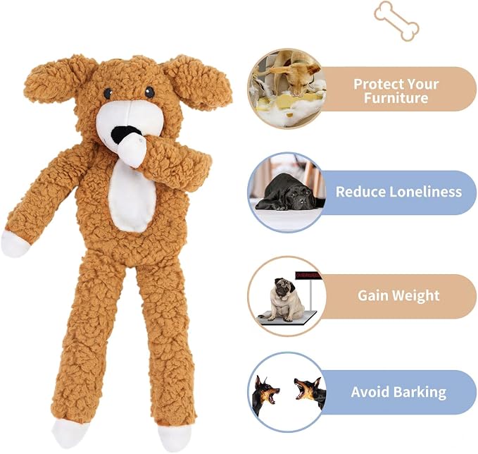 DODODOLA Dog Toys Partial Stuffing Squeaky Teething Chew Toy for Medium Large Dogs