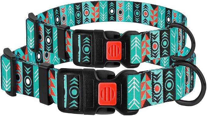 Nylon Dog Collar Buckle Tribal Pattern Pattern 1 12-16 inch