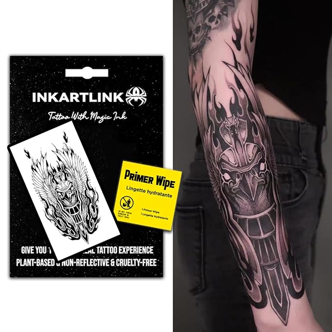 INKARTLINK Temporary Tattoos, Realistic Arm Tattoos, Lasting 7-15 Days, Waterproof and Non-reflective, Unique Design (Eagle Head)