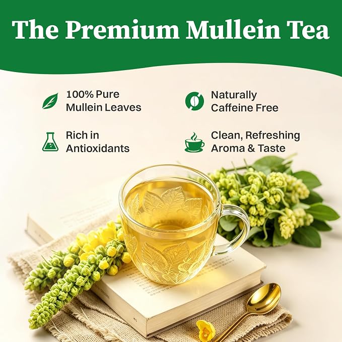 SKMTT Mullein Tea Bags for Lungs, 80 Count | Premium Mullein Leaves, Respiratory Support, Caffeine Free, No Additives