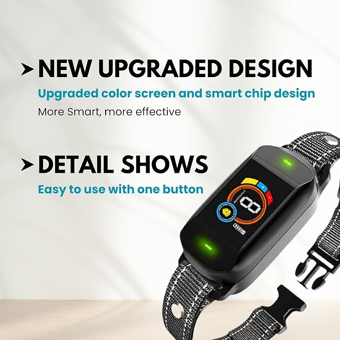 Dog Bark Collar, Rechargeable Smart Collar, Anti Barking Training Collar with 5 Adjustable Sensitivity Beep Vibration Shock, Bark Collar for Large Medium Small Dogs - Black Color Dog Collar