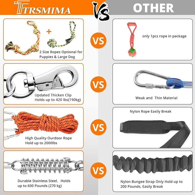 TRSMIMA Spring Pole Rope Toys - Spring Pole for Dogs