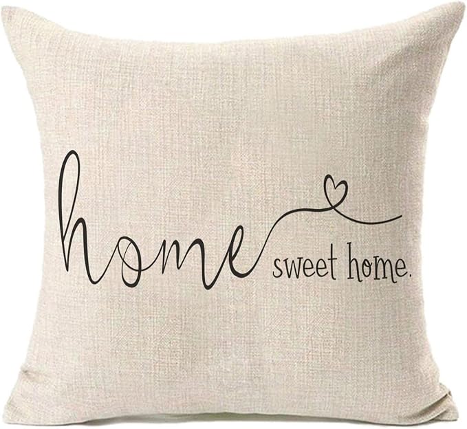 Home Sweet Home Quotes Farmhouse Pillow Covers 18x18 Inch,Farmhouse Decorative Lumbar Throw Pillow Case Cushion Cover,Housewarming Gift
