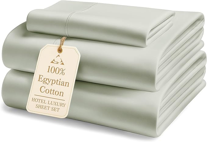 LANE LINEN 100% Egyptian Cotton Bed Sheets sábanas Twin Extra Long - 1000 Thread Count, Soft & Comfy Luxury Hotel Like Thick Bedding Sheets & Pillowcase Set, Machine Wash Naturally Cooling-Mineral