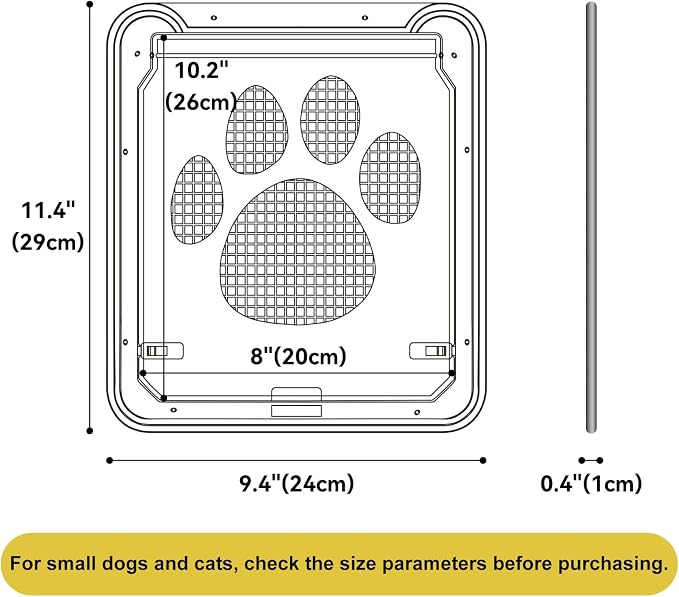 Dog Screen Door, 8"×10.2" Cat Door for Window Screen, Magnetic Closure Dual-Side Lockable Small Pet Door for Cats & Small Dogs, Easy to Install, Black
