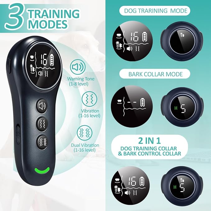 SmartPet Dog Training Collar with Remote - 4500FT Range, 3 Modes Beep Vibration Shock, IPX7 Waterproof Rechargeable Anti Bark Collar for Small Medium Large Dogs (10-120 lbs)