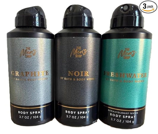 Bath & Body Works The Men's Shop Body Spray - Pack of 3 (Graphite, Noir, Freshwater)