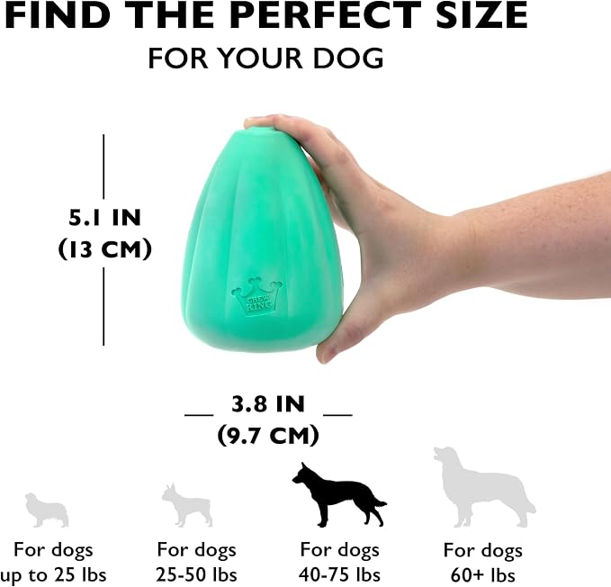 Chew King by Mammoth Premium Treat Dispensing Dog Toy, Durable Natural Rubber Chew Toy, Safety Air Vent, Interactive Enrichment Toy for Aggressive Chewers, XL - For Dogs 40-75lbs - Pack of 2 - Teal