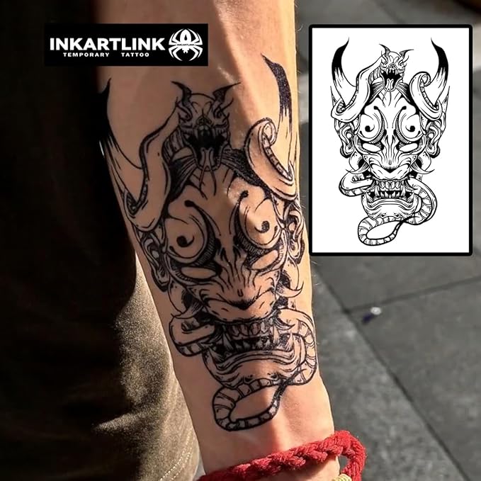 INKARTLINK Semi Permanent Temporary Tattoos, Realistic Tattoos, Suitable for Domineering Men's Tattoos, Waterproof and Non-reflective, Exquisite Packaging, Unique Design(Snake Prajna)