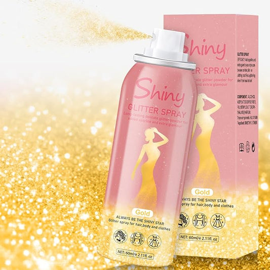 Hair and Body Glitter Spray, 60ml Gold Glitter Hairspray Dry Powder Makeup for Clothes, Festival Rave Prom Loose Sparkle Powder,Holographic Ultra Fine Glitters for Crafts (Gold)