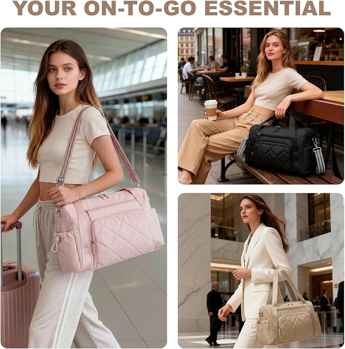 SYTRAH Gym Bag for Women, Duffle Weekender Bags for Travel, Lightweight Weekender Tote with Wet Pocket for Sports, Workout and Dance Khaki