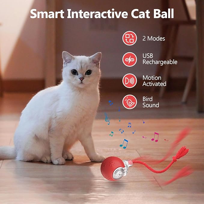 Speed 2.0 Tail Interactive Cat Toys, Rechargeable Ball for Indoor Cats