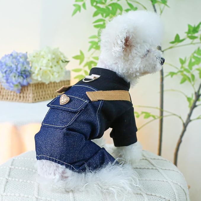 Dog Stylish Overalls Comfortable Puppy One Piece Outfits Summer Bib Overalls for Small Dogs Cute Pet Onesie Jumpsuit Chihuahua Yorkies Birthday Holiday Clothes Cat Costume