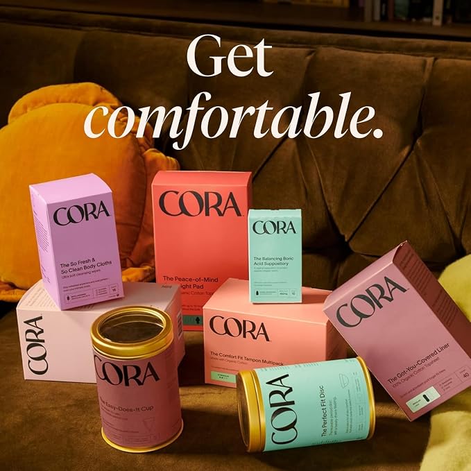Cora Organic Cotton Non-Applicator Tampons (72 Super Non-Applicator Tampons)