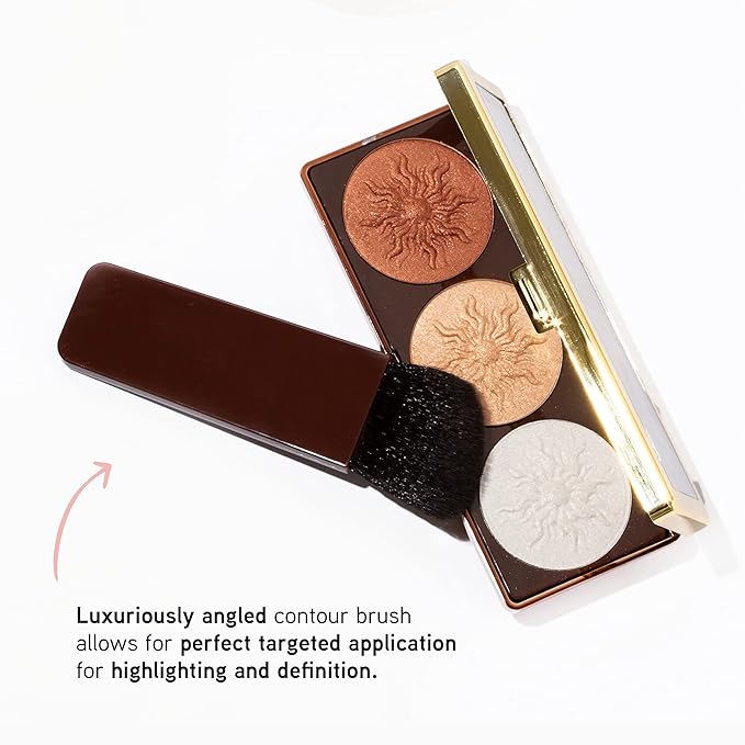 Physicians Formula Bronze Booster Highlight & Contour Palette with Brush, Blendable & Buildable Finish - Shimmer Glow