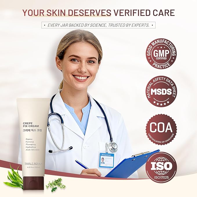 Moisturizing Crepe Fix Cream – Tightens and Firms Face, Neck & Body, Anti Wrinkles for Crepey and Sagging Skin, Women & Men, 4.23 Fl Oz