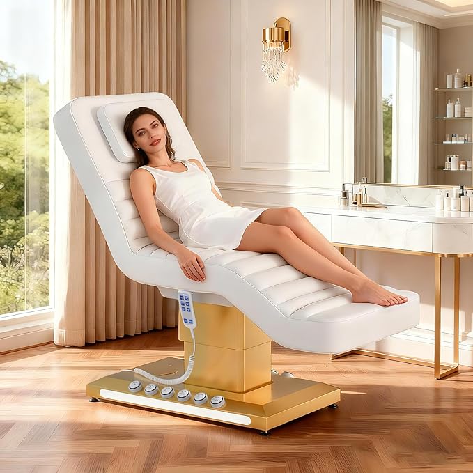 Fully Electric Massage Table with Lift, 1500lbs Capacity - Professional Adjustable Facial Bed for Estheticians, Spa & Waxing, Heavy-Duty 550lbs Capacity 2r1 (White - Fully)