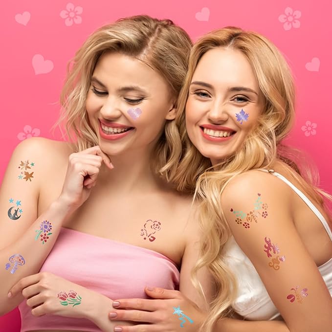 Temporary Tattoo Markers for Skin, 12 Metal Body Markers + 169 Large Tattoo Stencils for Kids Adults, Flexible Brush Tip, Bright Colors, Cosmetic-Grade Tattoo Ink, DIY Body Art Painting for Women Men
