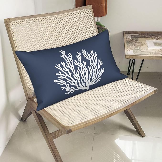 Blue Starfish Pillow Covers 12x20 Inch Set of 2, Nautical Ocean Coastal blue Coral Throw Pillows Spring Summer Decorations Linen Pillowcase Outdoor Decor Farmhouse Cushion Case for Home Holiday