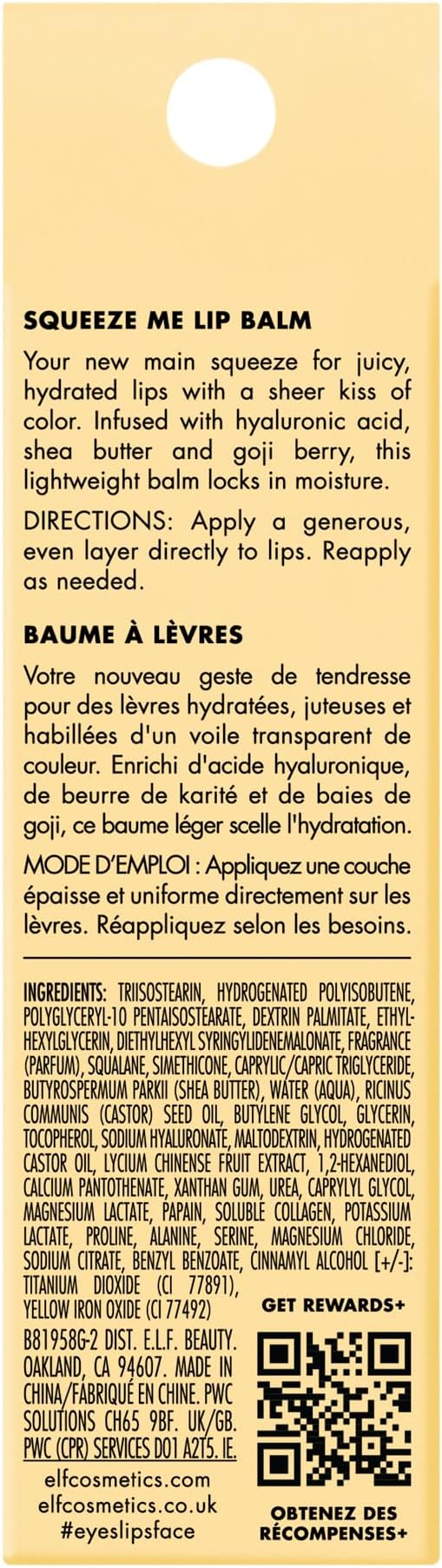 e.l.f. Squeeze Me Lip Balm, Moisturizing Lip Balm for A Sheer Tint of Color, Infused with Hyaluronic Acid, Vegan & Cruelty-Free