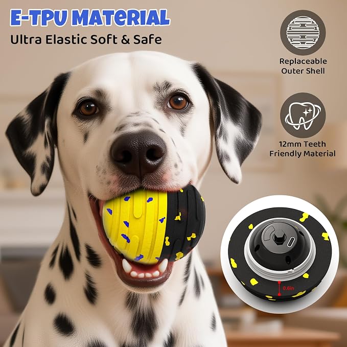 Interactive Dog Toy Ball with Remote Control - for Dogs, Yellow/Black Ball
