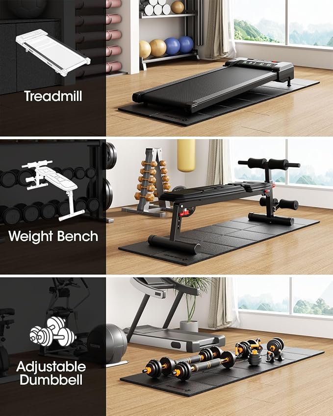 Stepwaver Walking Pad Mat for Carpet Floor, 68"x24", Treamill Mat for Hardwood Floors, High Density, 1/4 Thickness, Folable, Floor Protection Mats for Bike, Elliptical, Treadmill