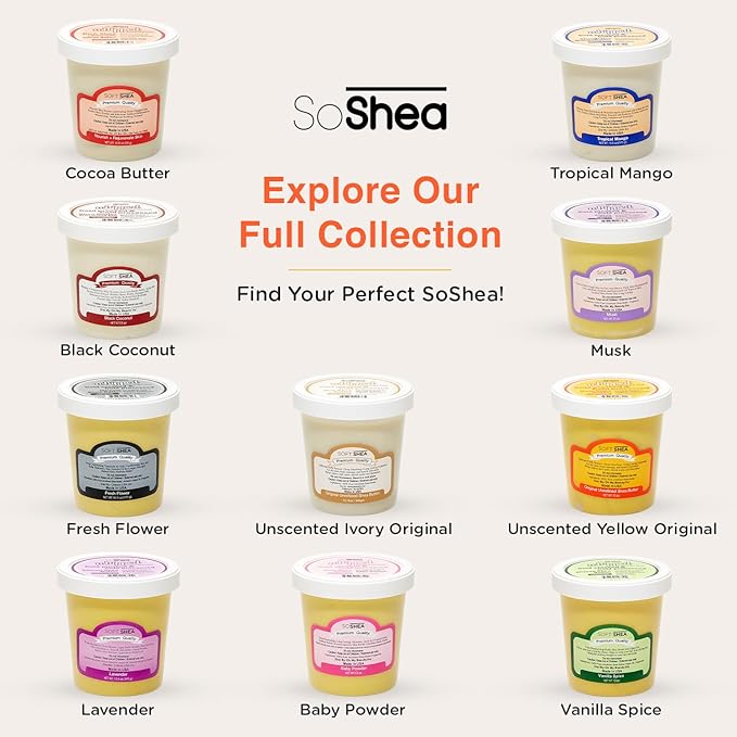 SoShea Whipped Shea Butter Unscented Original - Nourishes, Moisturizes & Renews | 100% African Pure Shea Butter | Cold-Pressed & Cold-Processed | No Dyes & Parabens | Vegan | 11.50oz / 326g