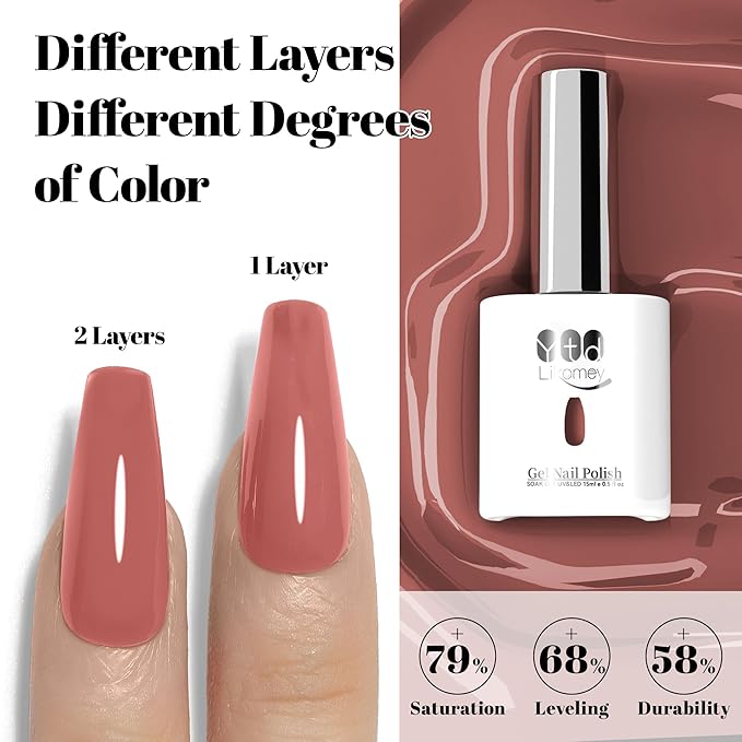 YTD Likomey Oatmeal Light Brown Gel Nail Polish,15ml Salon Home DIY Manicure and Pedicure Fall Winter UV Color Varnish,CS463