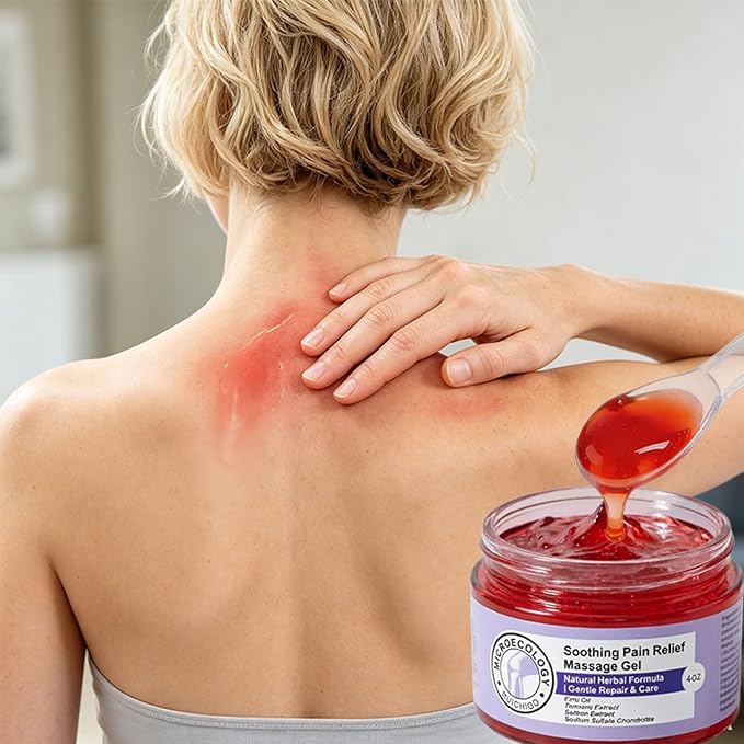 Relief Massage Gel, Natural Herbal Joint & Muscle Soreness Relief Rub with Emu Oil, Turmeric, Saffron & Chondroitin, Soothing Topical Gel for Knee, Shoulder, Neck, Back & Post-Workout Recovery, 4oz