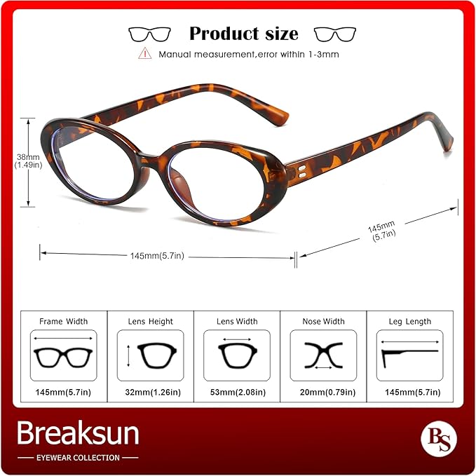 Breaksun Retro Oval Sunglasses for Women Men Fashion Small Oval Sunglasses 90s Vintage Shades