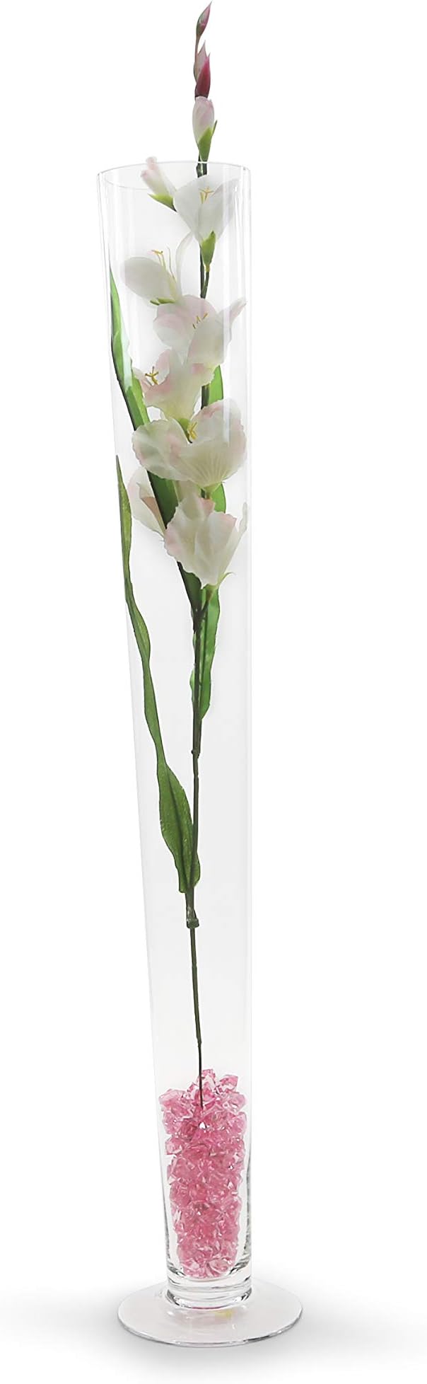 WGV Trumpet Glass Vase, Open 5", Height 31.5", (Multiple Sizes Choices) Clear Tall Pilsner Floral Planter Container Centerpiece, Wedding Event Home Decor, 1 Piece (VTV0432)