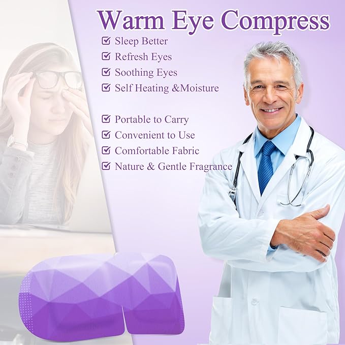 32 Packs Steam Eye Mask, Heated Eye Mask for Sleeping, Warm Compress for Eyes, Self Heating Disposal Steam Mask Comfortable Sleep Mask for Home, Office, Spa, Travel Essentials (Lavender)