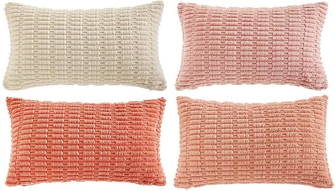 Fancy Homi 4 Packs Decorative Throw Pillow Covers for Living Room Couch Bed, Modern Farmhouse Boho Home Décor Accent Cushion Case, 24" x 16", Pink Series
