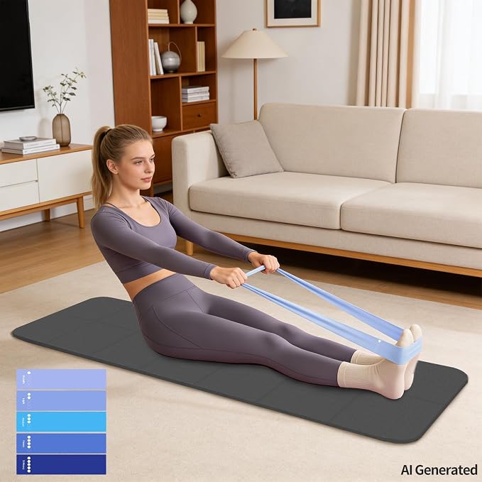 Foldable Yoga Mat with Resistance Band & Sliding Discs, 0.24" Thick Eco-Friendly TPE Non-Slip Workout Mat, Portable for Yoga, Pilates, Home Gym & Travel (72." x 24" x 0.24")