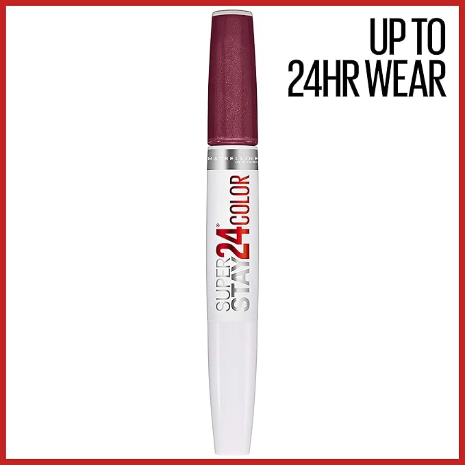 MAYBELLINE Super Stay 24, 2-Step Liquid Lipstick Makeup, Long Lasting Highly Pigmented Color with Moisturizing Balm, Unlimited Raisin, Purple, 1 Count (Pack of 2)