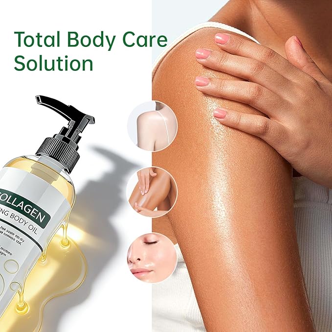 New Collagen Lifting Body Oil After Shower, Hydrating Collagen Oil For Body, Moisturizing Anti Aging for Women & Men, Helps Soften Appearance of Crepey Skin for All Skin Types-1PC