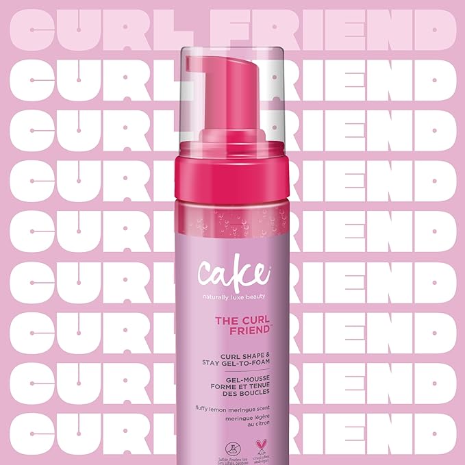 Cake Beauty Gel-to-Foam Curl Styler, The Curl Friend – High Hold & Definition - Frizz Protection- Infused with Coconut Oil & Shea Butter - For Curly Hair- 6.8 fl oz./ 200 mL | Volumizing, Gel to Foam, Flake Free, Frizz Control, For Curly Hair