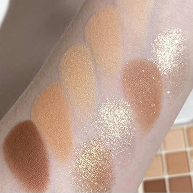 9Color Nude Brown Eyeshadow Palette, Matte Shimmer Glitter Eye Shadow Makeup Palettes, Beige Naked Neutral Gold Eyeshadow Makeup Pallet, Highly Pigmented Long Lasting Blendable Warm Toned Eyeshadow