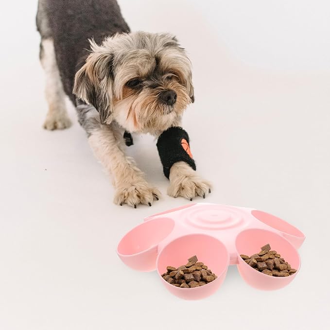 Hemobllo Flower Pet Feeding Bowl Multipurpose Cat Feeder and Dog Treats Dispenser Compartment Plastic Cat Feeder for Feeding and Drinking Smooth Surface 14.17 X 14.17 X 3.54 in