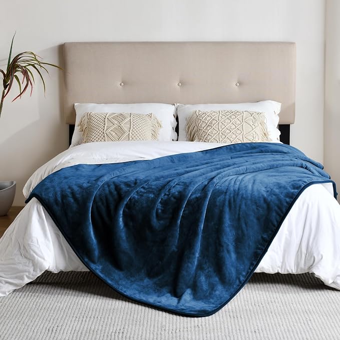 Soft Waterproof Blanket for Bed Couch Sofa, Navy Blue, 60x80 inches | Liquid Pee Proof Pet Blanket for Dog Puppy Cat, Reversible Sherpa Fleece Blanket for Couch Cover, Furniture Protector