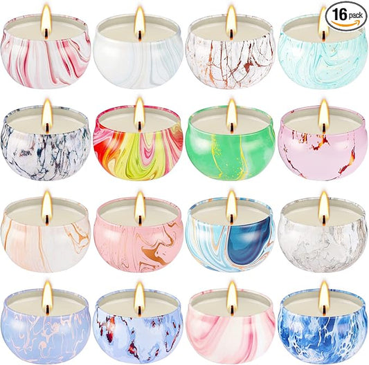 16 Packs Fragrance / Aromatherapy Candle Gift Set For Mom | Woman , 2.5oz, For Home Scented Bath Yoga, Natural Soy Wax, Mothers Day, Birthday, Valentine's Day