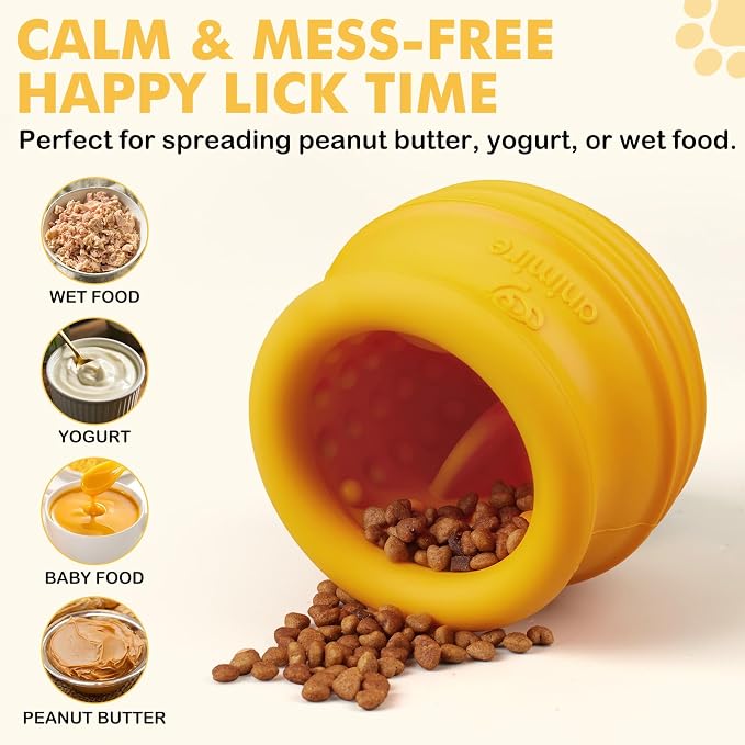 Treat Dispensing Dog Toy, Long-Lasting Interactive Puzzle Toys for Dogs, Stuffable Dog Enrichment Frozen Lick Treat Toy for Boredom, BPA Free Silicone Fetch Catch Chew Toy (Orange,M)