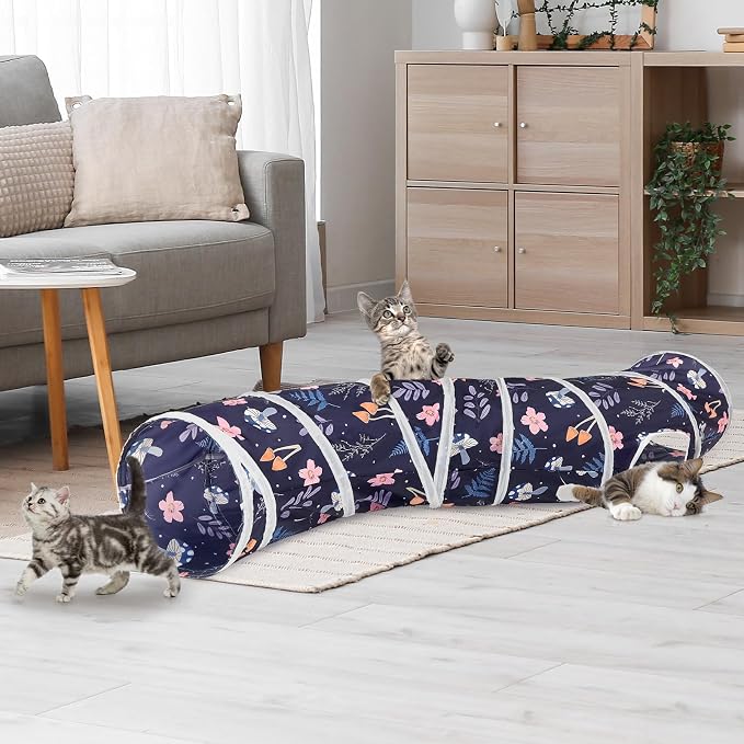 Glittme S-Shape Cat Tunnel, Foldable Cat Tunnels for Indoor Cats
