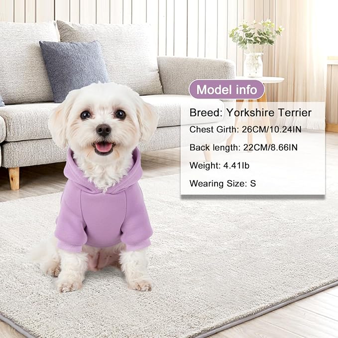 1 Pack Dog Hoodie Warm Hood Dog Sweater Cold Weather Small Dogs Sweatshirt Comfort Pet Clothes for Small Medium Dogs with Pockets Cats Chihuahua Clothes for Male Female Girl Boy Sporty Daily Wear