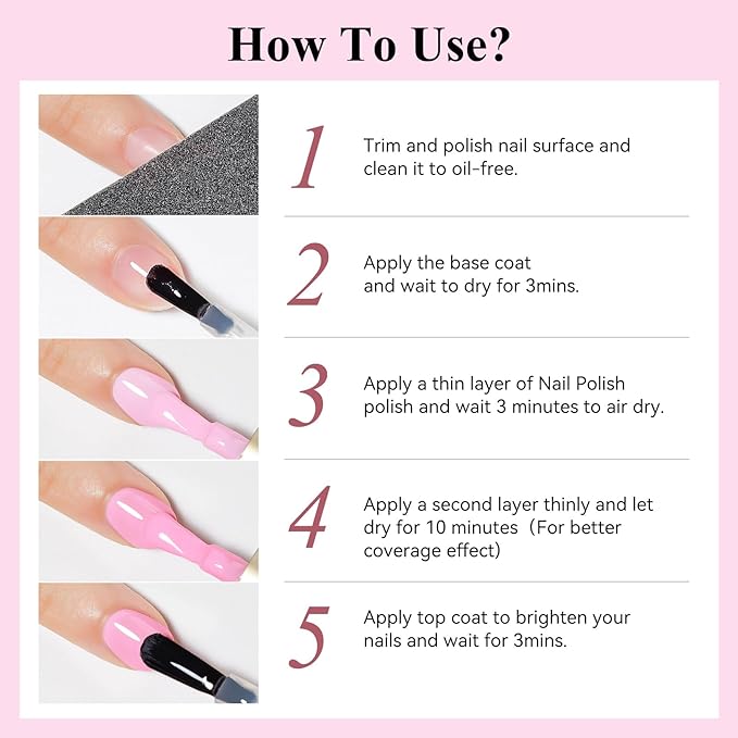 Nail Polish Light Pink Quick Dry Nail Lacquer Sheer Color, Regular Barbie Pink Fast Dry Fingernail Polish Bulk Non Gel Long-Lasting DIY Salon Gift for Women