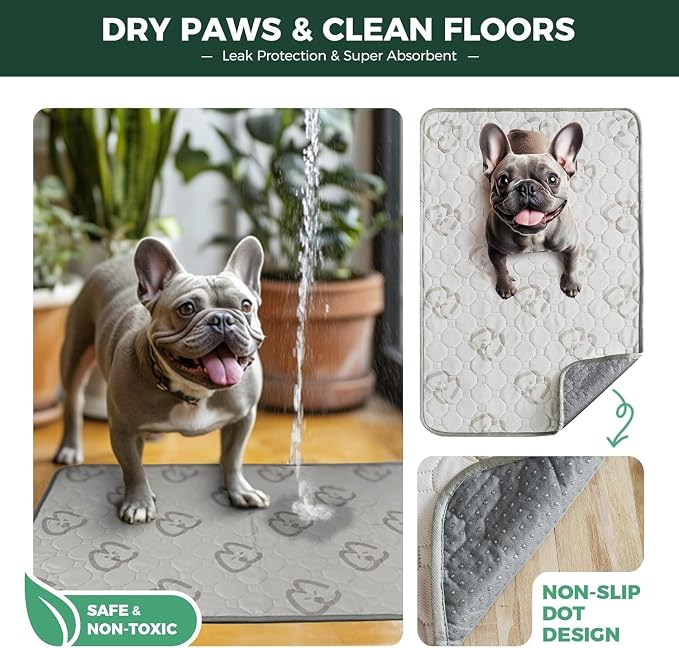 FXW Washable Pee Pads for Dogs, Super Absorbent, 29" x 47", 2 Packs | Machine washable, Non-slip backing