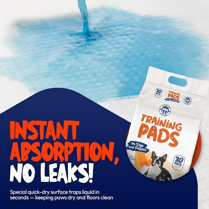 BPG Ultra Absorbent Pet & Puppy Pads – 30 Count 22"x22" Pee Pads for Dogs, Disposable Leak Proof Dog Training Pads, Quick Drying Underpads, Puppy Essentials for House Training - Brooklyn Pet Gear