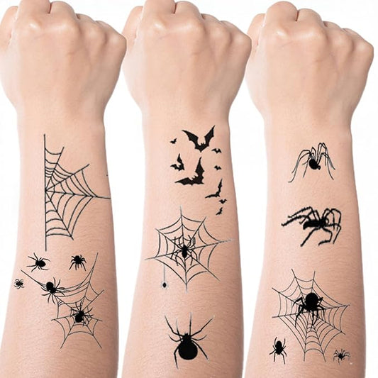 10 Sheets Halloween Temporary Tattoos Mixed Styles Halloween Spider Web Tattoos Red Spider Fake Tattoos Realistic Black Stickers Waterproof Cobweb Tattoo for Kids Boys Girls Body Art Makeup
