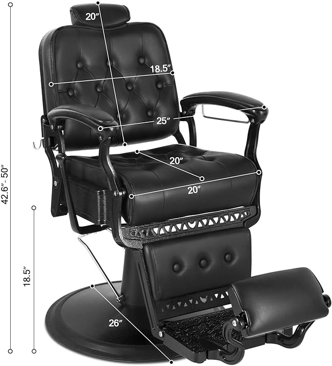 Artist hand Barber Chair All Purpose Hydraulic Recline Salon Chair Beauty Spa Vintage Barber Chair Heavy Duty Chair(Black)